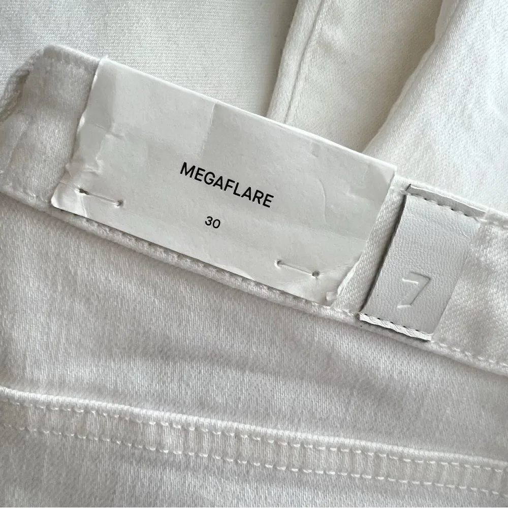 NWT 7 For All Mankind Mega Flare Jeans in Clean White Sz 30